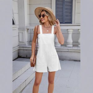 Women's Summer Square Neck Jumpsuit with Pockets