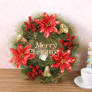 Christmas Wreath Clover Wreath Natural Pine Decorative Christmas Garland with Frost