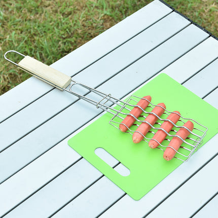 Outdoor Grilling Accessories Barbecue Tools Wooden Handle Sausage Clip Barbecue Clip Vegetable Clip Barbecue Rack