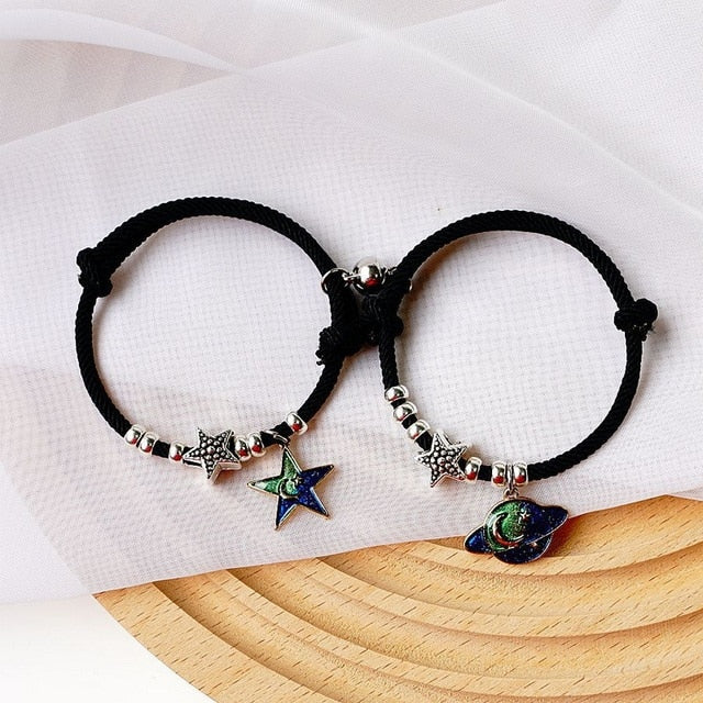 Bracelets magnétiques de couple de perles de pierre naturelle