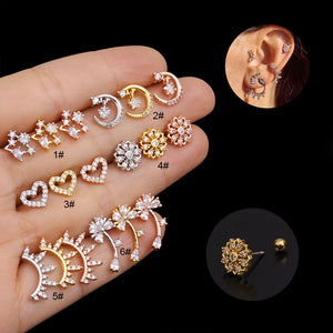Geometric Stainless Steel Threaded Stud Earrings