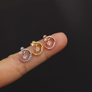 Geometric Stainless Steel Threaded Stud Earrings