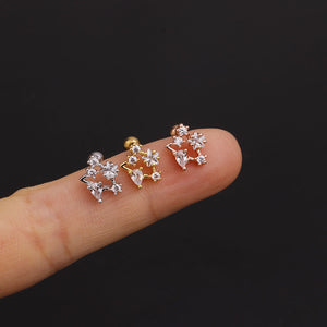 Geometric Stainless Steel Threaded Stud Earrings