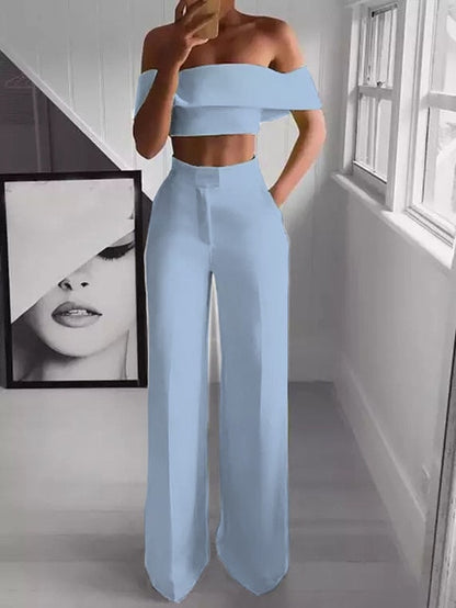 Cropped Top + Long Trousers Set