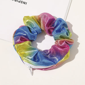 European And American Printed Satin Zipper Large Intestine Hair Ring