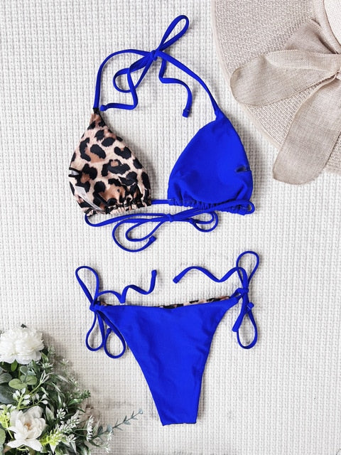 Conjunto de bikini de 2 piezas con estampado de leopardo de Ellolace