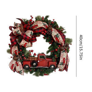 Christmas Wreath Red Truck Car Bows Garlands Hanging Orna Men