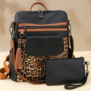 Vintage Leopard Print Large Capacity Fashion Backpack