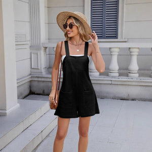 Women's Summer Square Neck Jumpsuit with Pockets