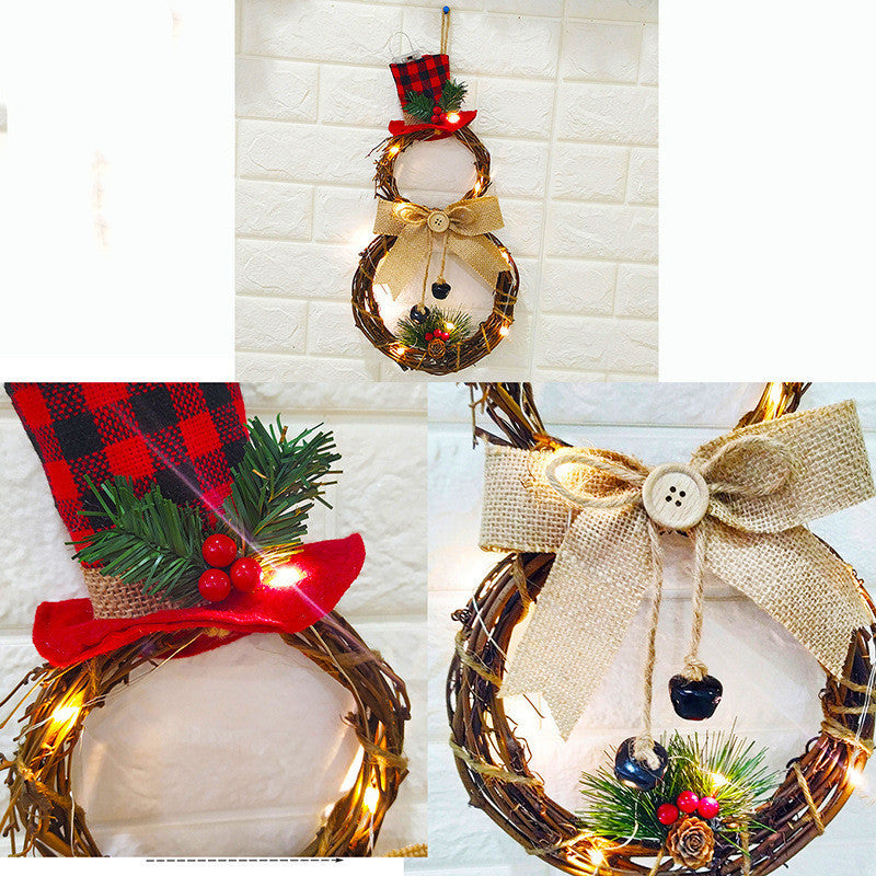 Christmas Ornaments LED Snowman Christmas Wreath Wreath