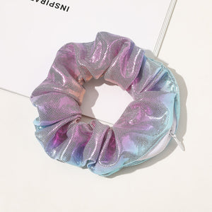European And American Printed Satin Zipper Large Intestine Hair Ring