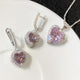 Rosy Heart Crystal Tassel Earrings – Colorful & Elegant