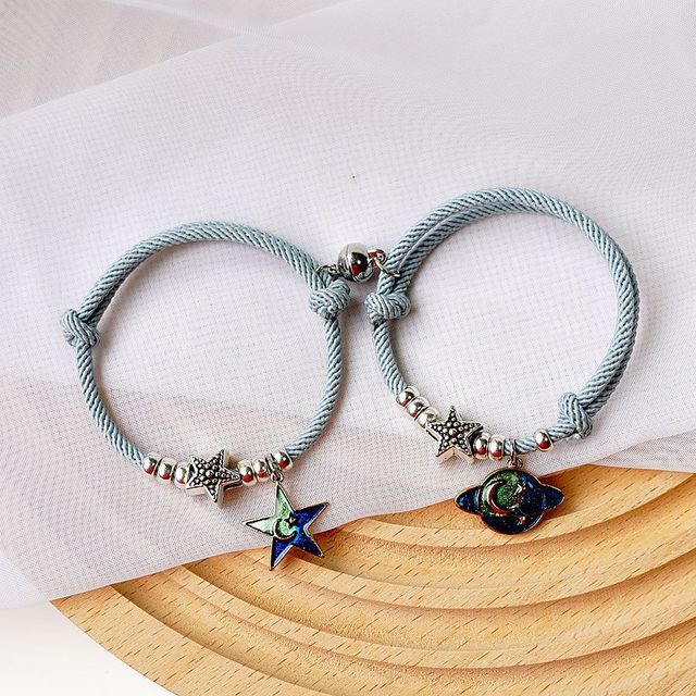 Pulseras magnéticas de pareja de cuentas de piedra natural