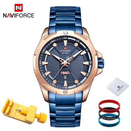 Montre analogique pour hommes NAVIFORCE en acier inoxydable