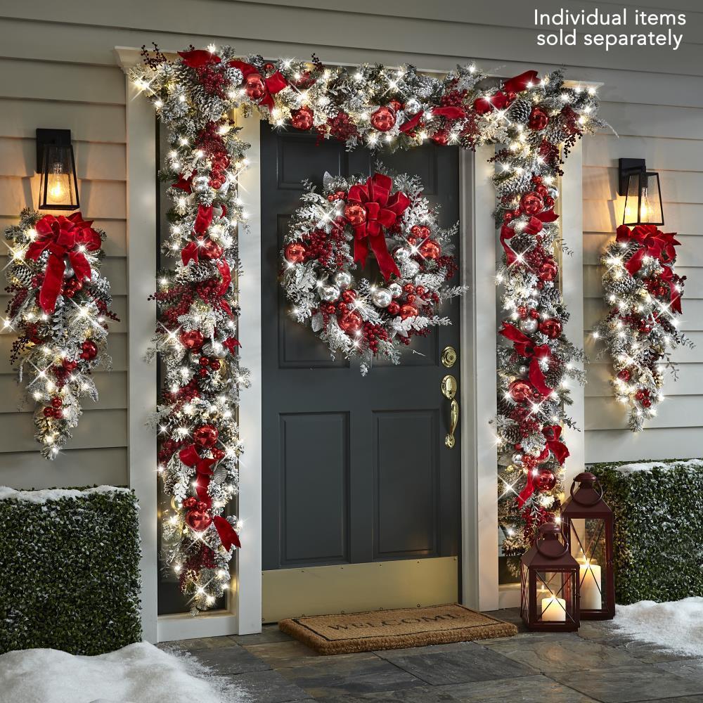 New Flocking Wreath Outdoor Decoration Door Hanging Christmas Wreath Rattan