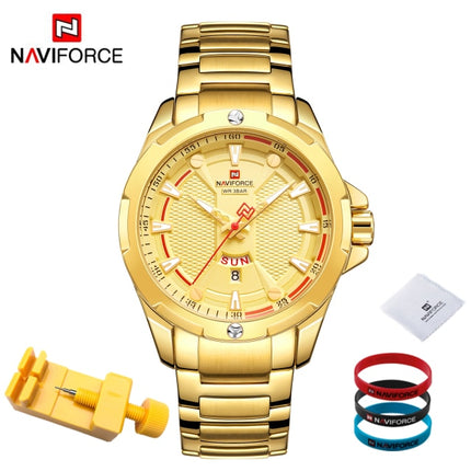 Montre analogique pour hommes NAVIFORCE en acier inoxydable