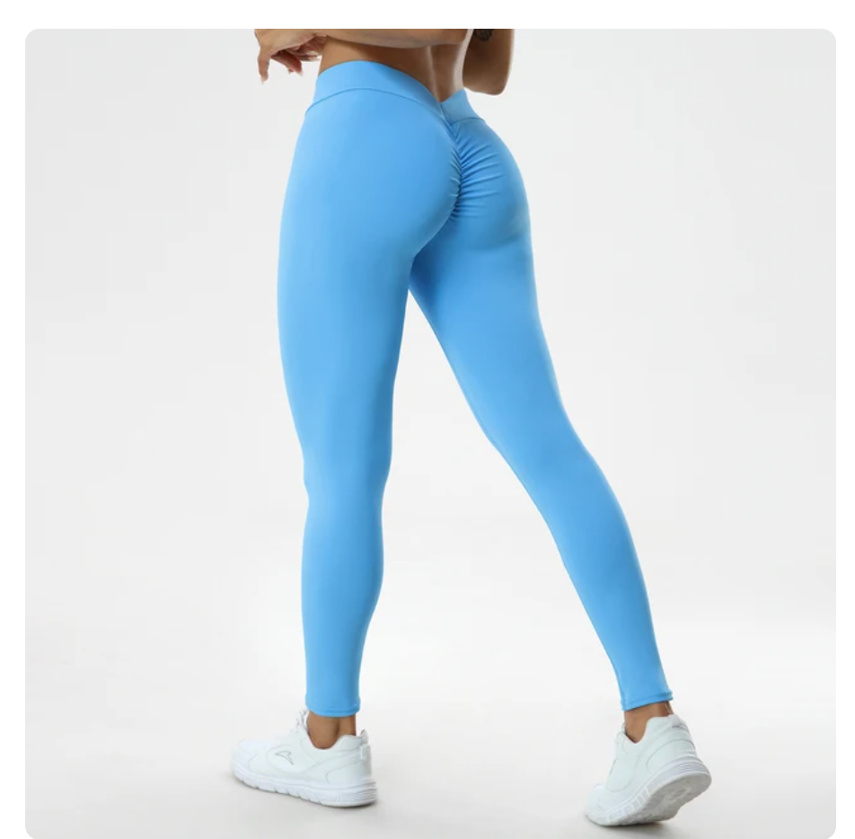Pantalones sexys de cintura alta con realce y trasero en V para fitness