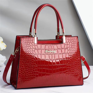 Crocodile Pattern Shoulder Bag for Middle-Aged Women