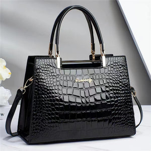 Crocodile Pattern Shoulder Bag for Middle-Aged Women