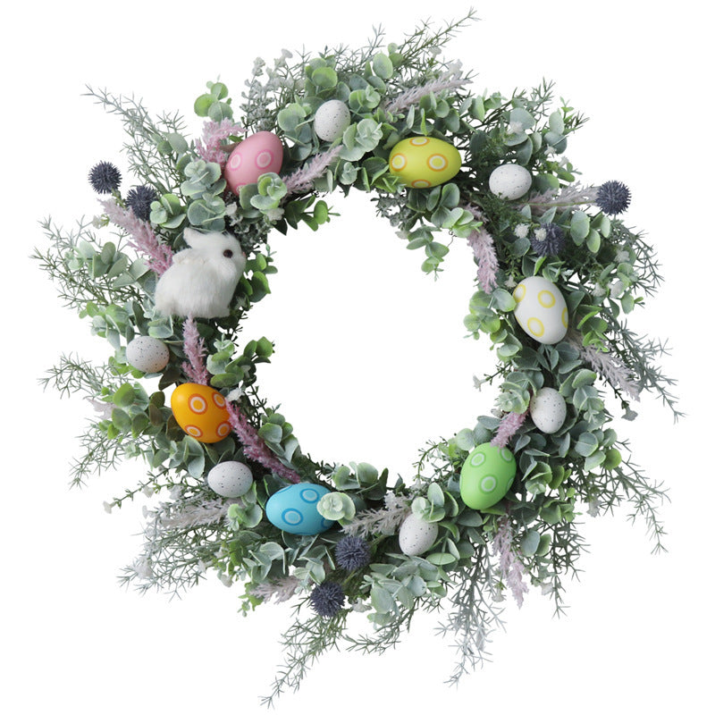 Wreath Easter Egg Doll Festive Door Hanging Wall Decor Wreath