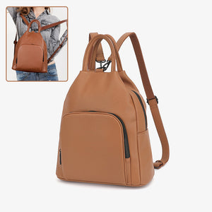 PU Leather Backpack – Soft, Practical Zipper Handbag