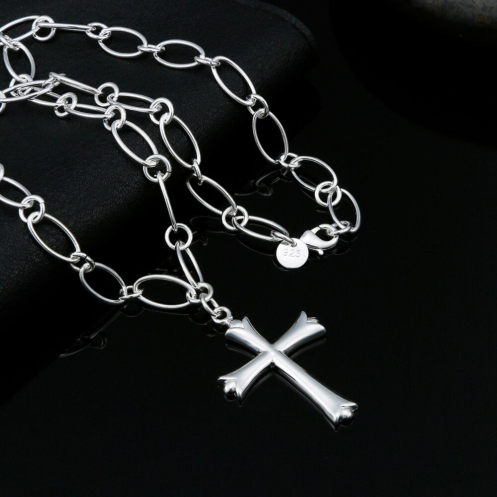 925 Stamped Silver Cross Necklace