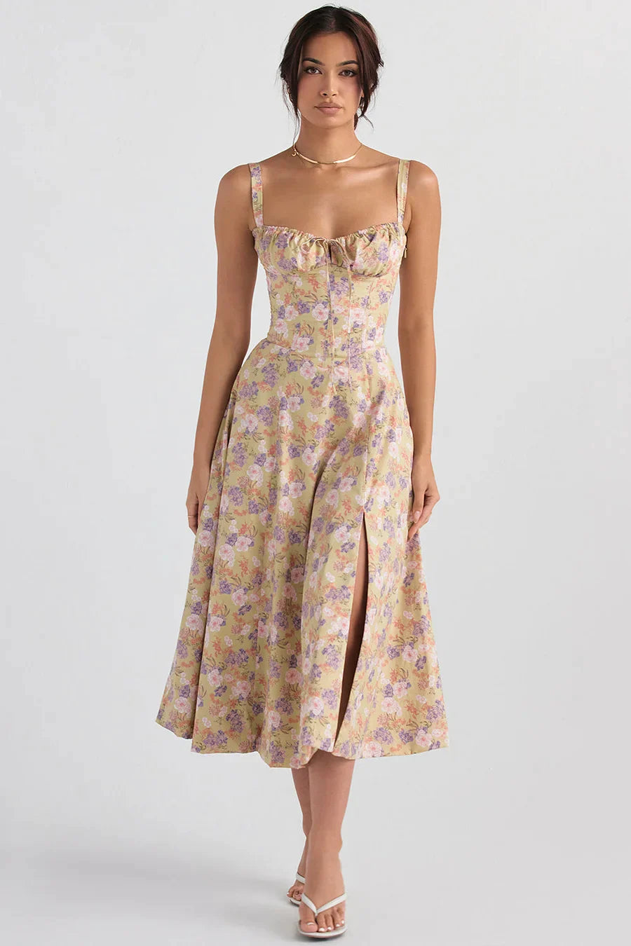 Vestido moldeador de cintura con estampado floral