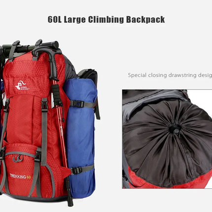 60L Outdoor Backpack Camping Bag with Rain Cover