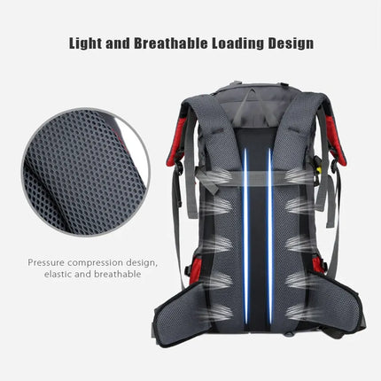 60L Outdoor Backpack Camping Bag with Rain Cover