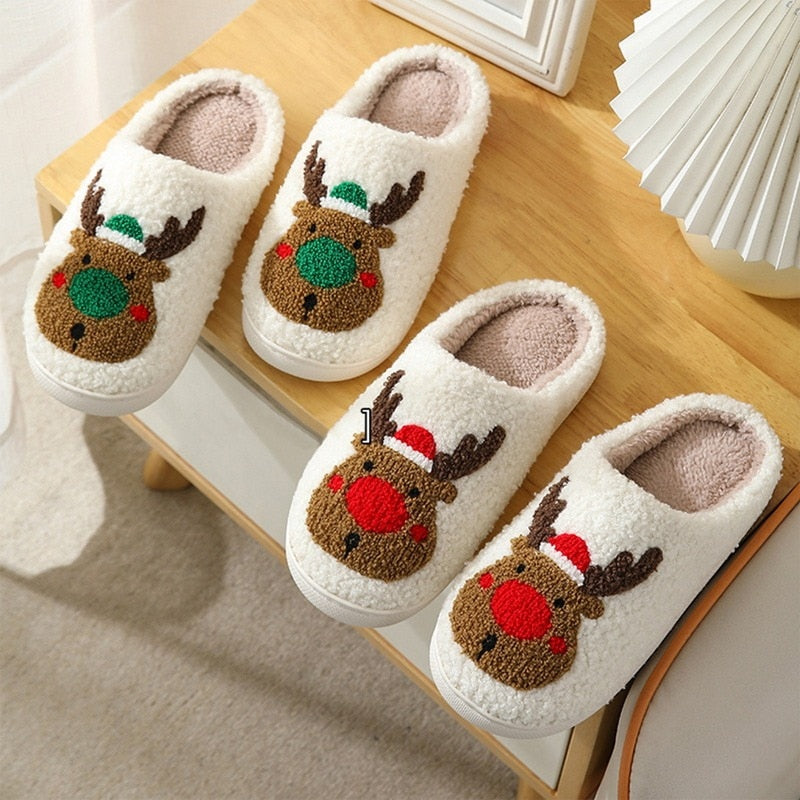 Pantoufles en coton pour couples de Noël