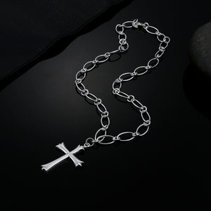 925 Stamped Silver Cross Necklace