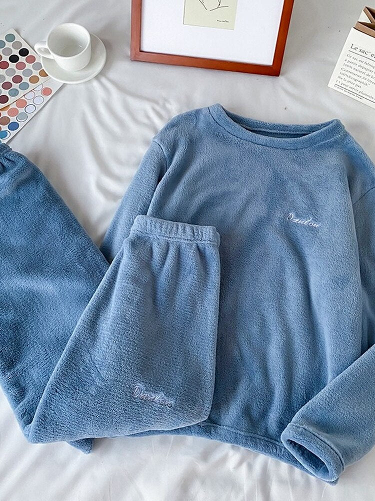 Conjunto de pijama de terciopelo suave de invierno