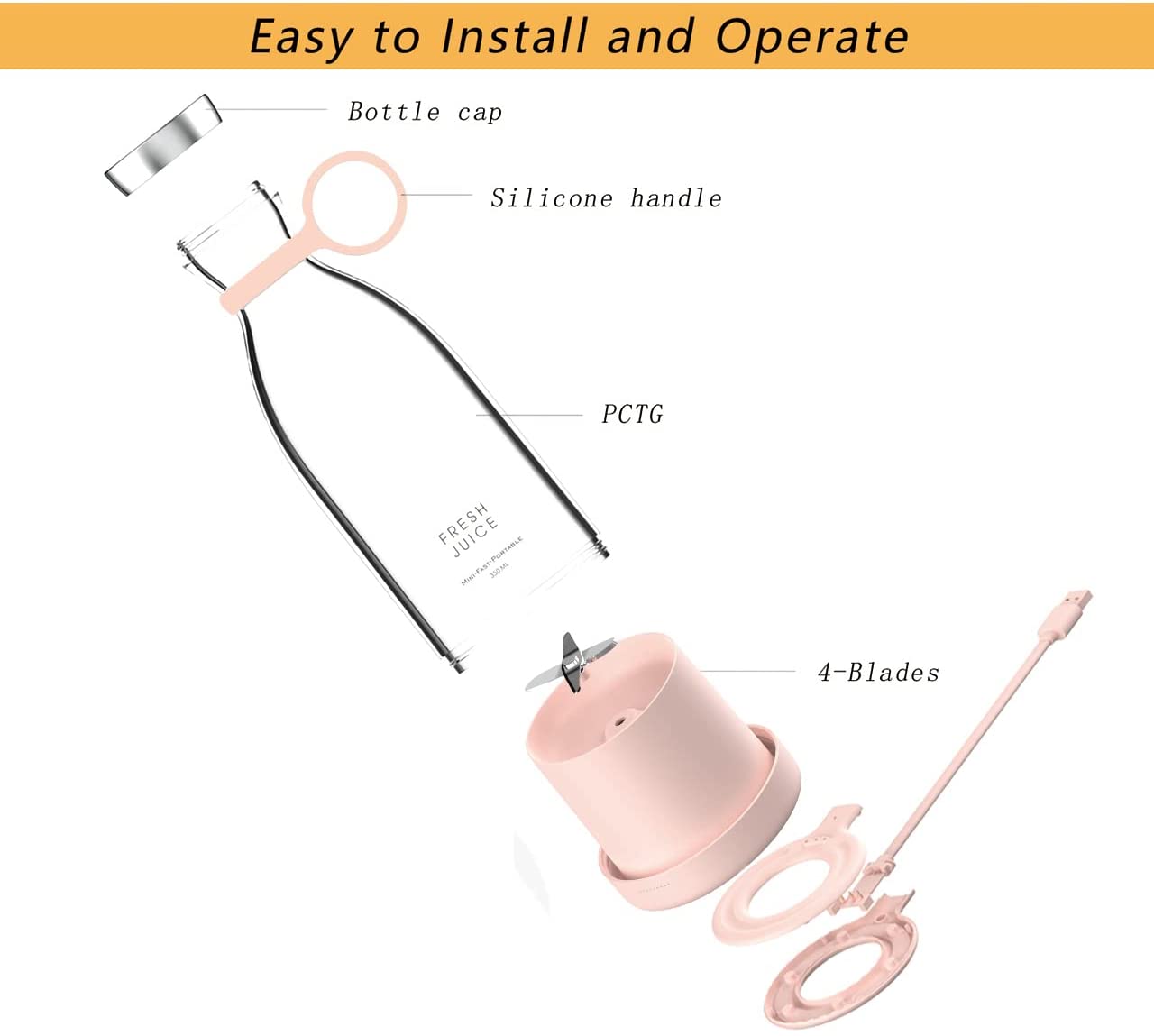 Bouteille mixeur portable avec chargeur magnétique