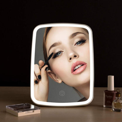 Espejo de maquillaje LED con control táctil