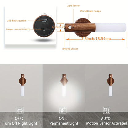 Luz de sensor de movimiento de madera
