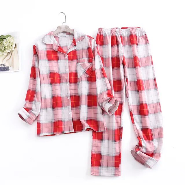 Conjuntos de pijamas de mujer de franela de algodón