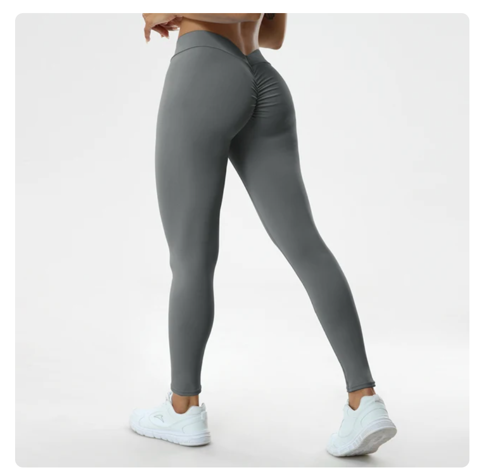 Pantalones sexys de cintura alta con realce y trasero en V para fitness