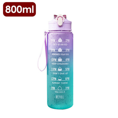 Botella de agua con marcador de tiempo